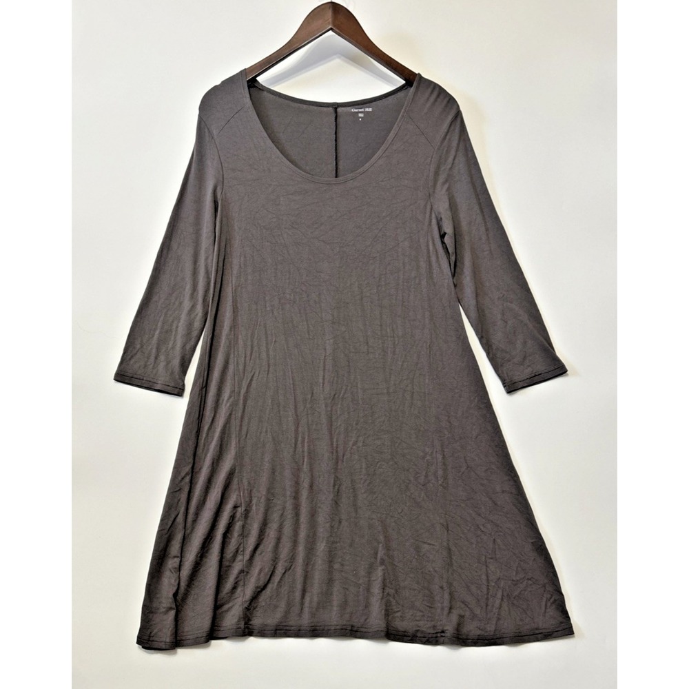 Garnet Hill Womens Dress Size S Taupe 3/4 Sleeve Tunic‎ Stretchy Lagenlook Loose